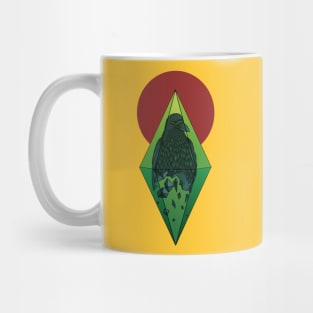 Geometric Crow in a diamond (tattoo style- Color version) Mug